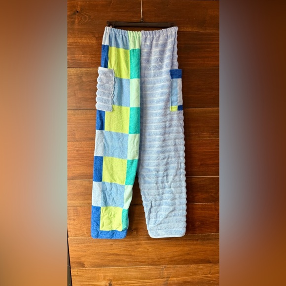 Towel pants blue and green checker print - Picture 1 of 4
